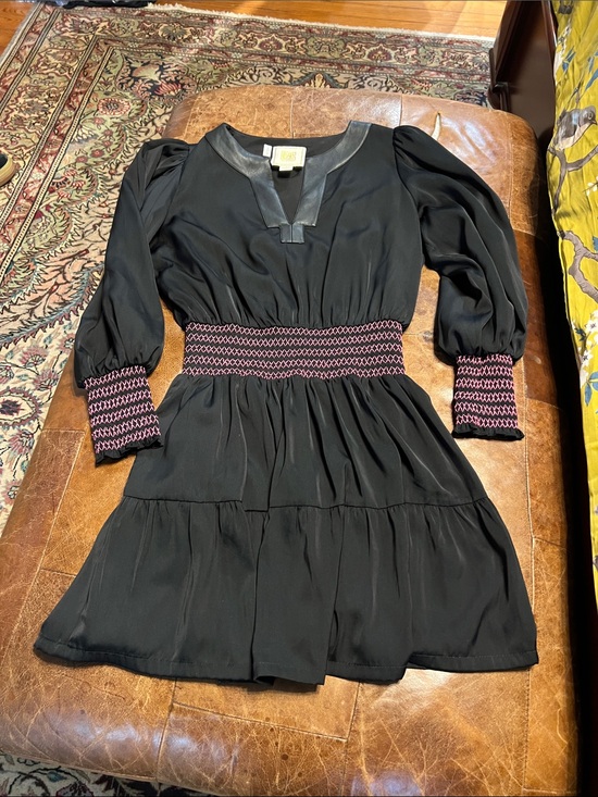 Emily Mccarthy Dresses & Skirts - Emily McCarthy Frankie dress black with hot pink elastic details, leather collar